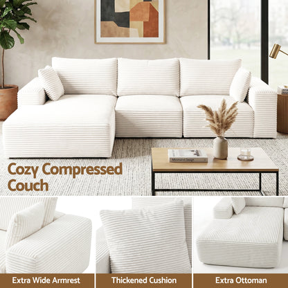 Artiss 3-Seater L-Shape Modular Cloud Sofa | White