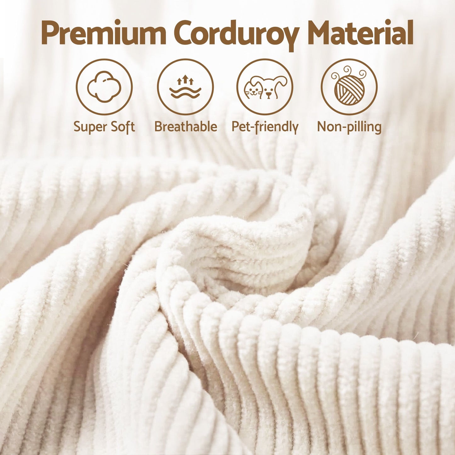 Artiss Corduroy Bean Bag Chair with Ottoman White