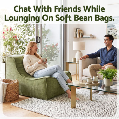 Artiss Chenille Floor Lounge Chair with Removable Cover Green