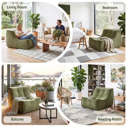 Artiss Chenille Floor Lounge Chair with Removable Cover Green