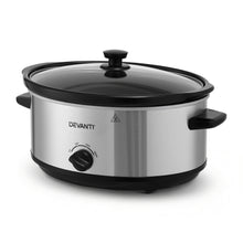 Devanti 6.5L Slow Cooker 3 Heat Settings Dishwasher-Safe Stoneware Keep Warm Silver