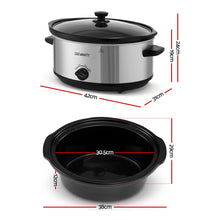 Devanti 6.5L Slow Cooker 3 Heat Settings Dishwasher-Safe Stoneware Keep Warm Silver