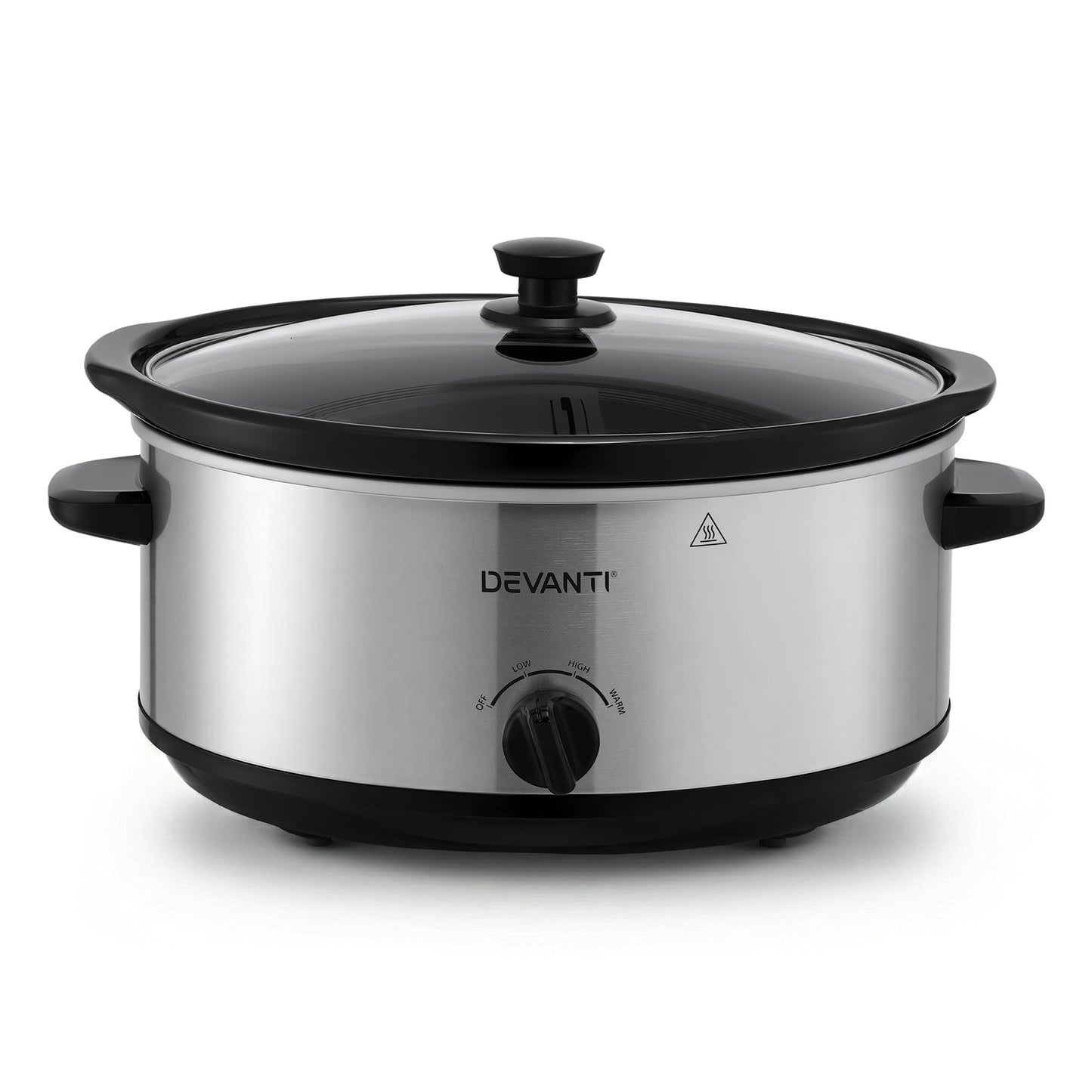 Devanti 6.5L Slow Cooker 3 Heat Settings Dishwasher-Safe Stoneware Keep Warm Silver