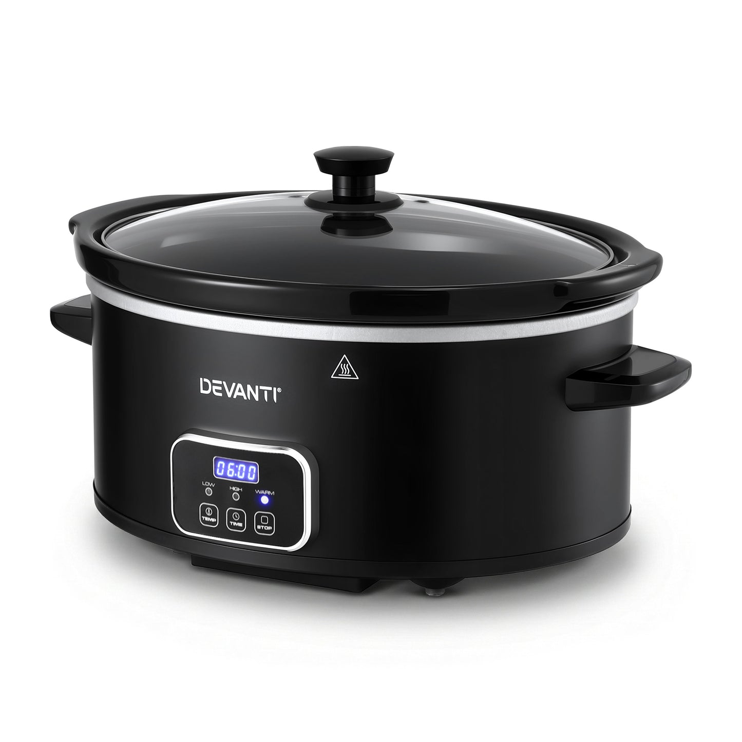 Devanti 5.6L Slow Cooker 3 Heat Settings Dishwasher-Safe Stoneware Keep Warm Black