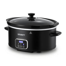 Devanti 5.6L Slow Cooker 3 Heat Settings Dishwasher-Safe Stoneware Keep Warm Black