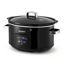 Devanti 8L Slow Cooker Digital Programmable 3 Heat Settings 20H Timer Dishwasher-Safe Stoneware Black