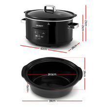 Devanti 8L Slow Cooker Digital Programmable 3 Heat Settings 20H Timer Dishwasher-Safe Stoneware Black