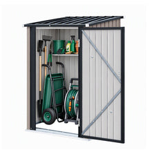 Giantz metal garden shed with sloped roof to help rainwater run off