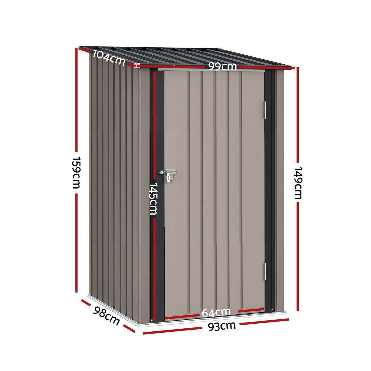 Giantz garden shed with hinged door and 64 x 145cm door opening