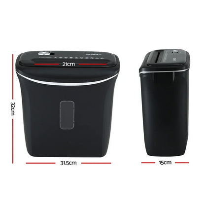 Devanti 12L Cross-Cut Shredder - 8-Sheet Paper Shredder for Home Office