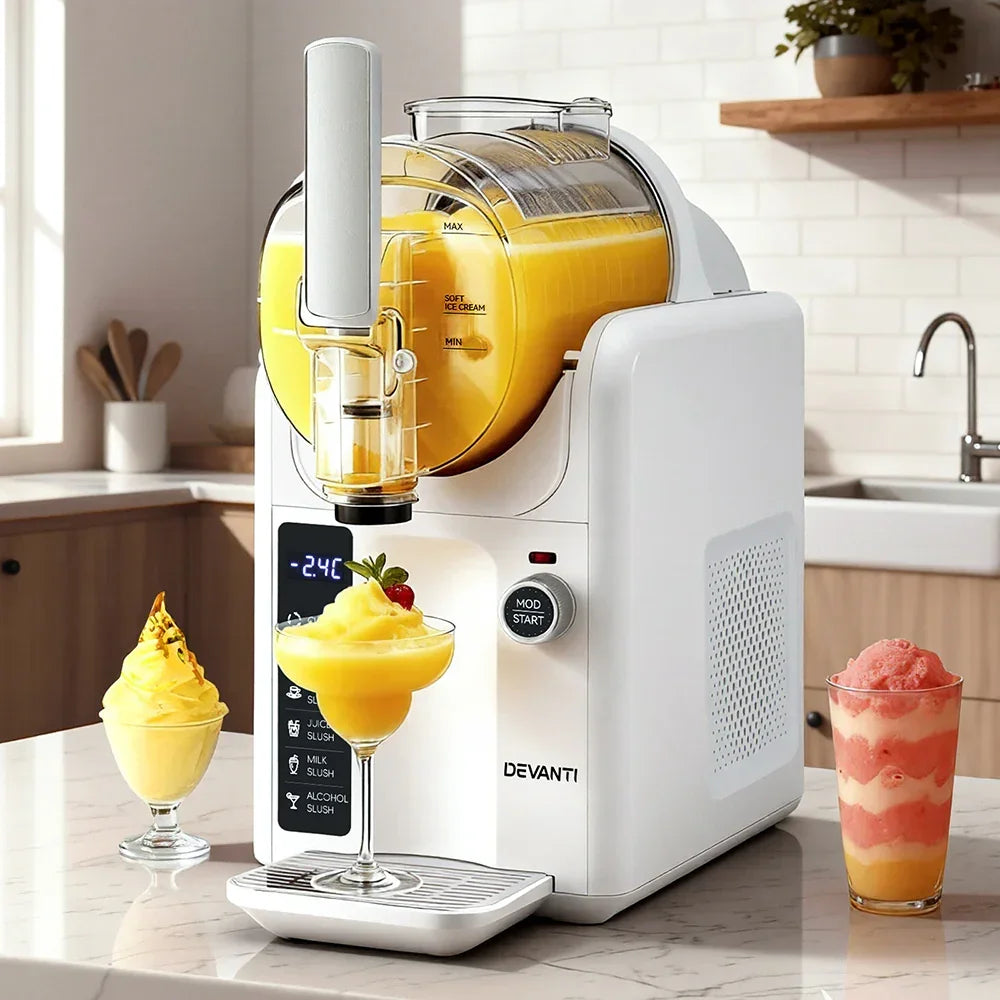 Devanti 5in1 Slushie Machine Ice Cream Maker 2L White