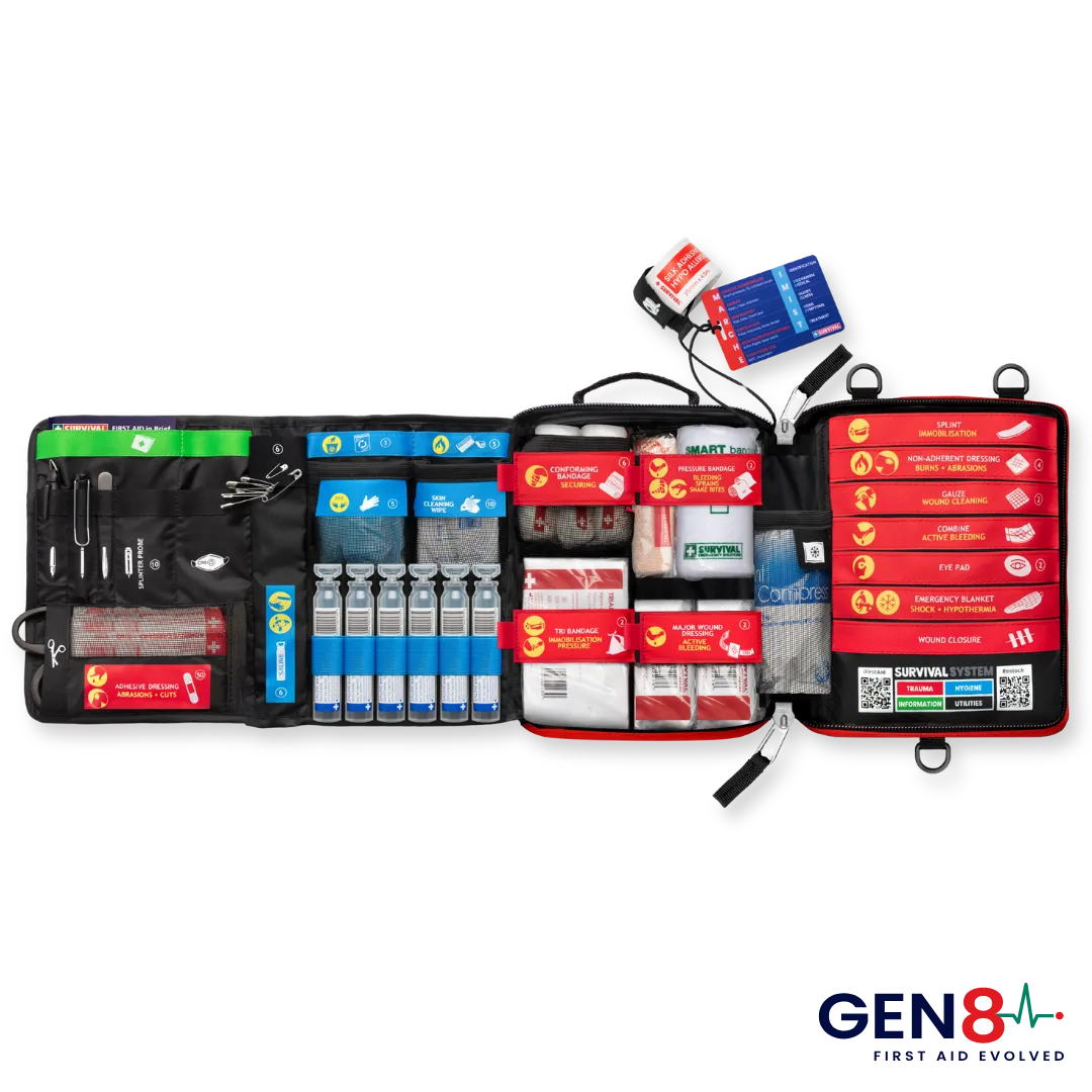 SURVIVAL Snake Bite KIT Gen 8 in tan, with SMART Bandages and built-in pressure indicators