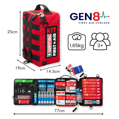 SURVIVAL First Aid KIT Large Gen 8 in red, suited to groups of three or more people