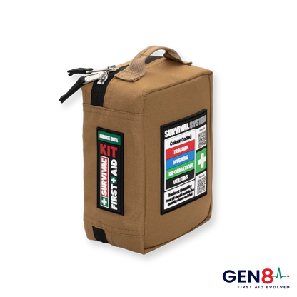 Gen 8 Snake Bite KIT in tan with two SMART bandages featuring built in pressure indicators