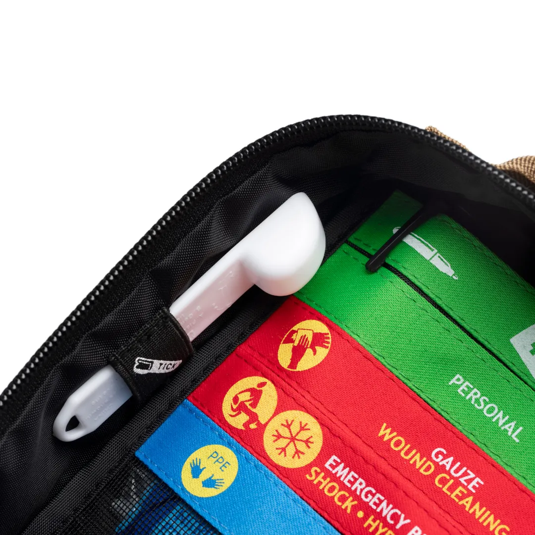 Water resistant, durable SURVIVAL first aid bundle weighing approximately 1.1 kg in total