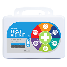 AeroKit 3 Series Plastic Waterproof First Aid Kit in a hard plastic case, 25 x 8 x 17cm
