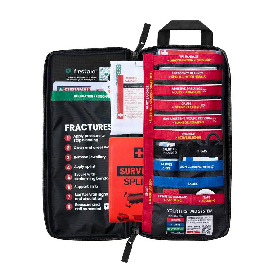 SURVIVAL Slimline First Aid Kit, 4 cm slim profile for backpacks, gloveboxes and day bags