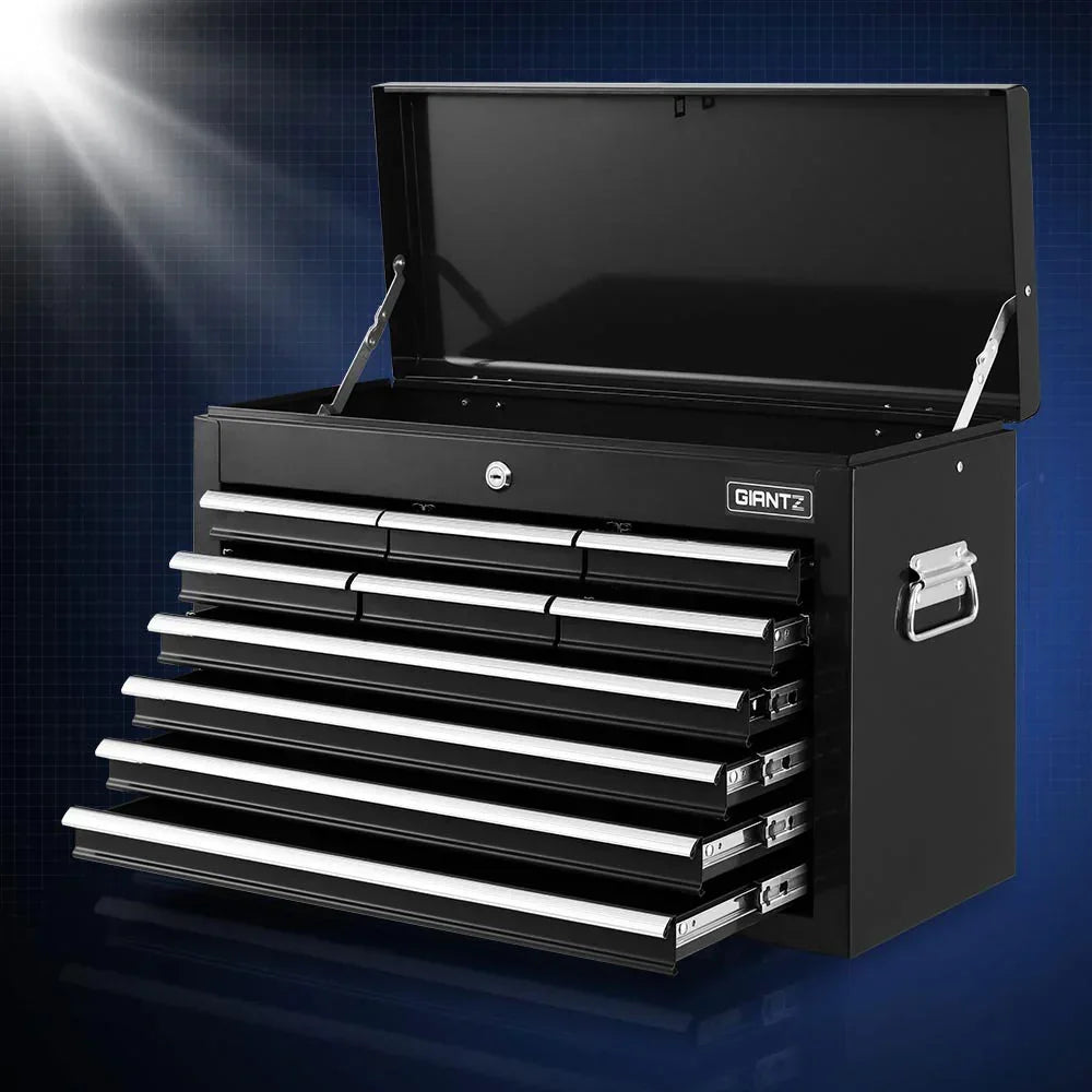 Giantz 10 Drawer Tool Box Cabinet Chest Toolbox Storage Garage Organiser Black