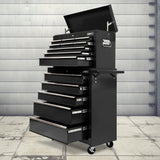 Giantz 14 Drawer Tool Box Cabinet Chest Mechanic Garage Storage Trolley Black