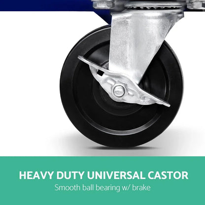 Heavy duty universal castor wheel with metal brake and smooth ball bearing.