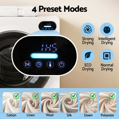 Devanti 6kg Tumble Dryer, Touch Screen, 4 Drying Modes, Stainless Steel Drum