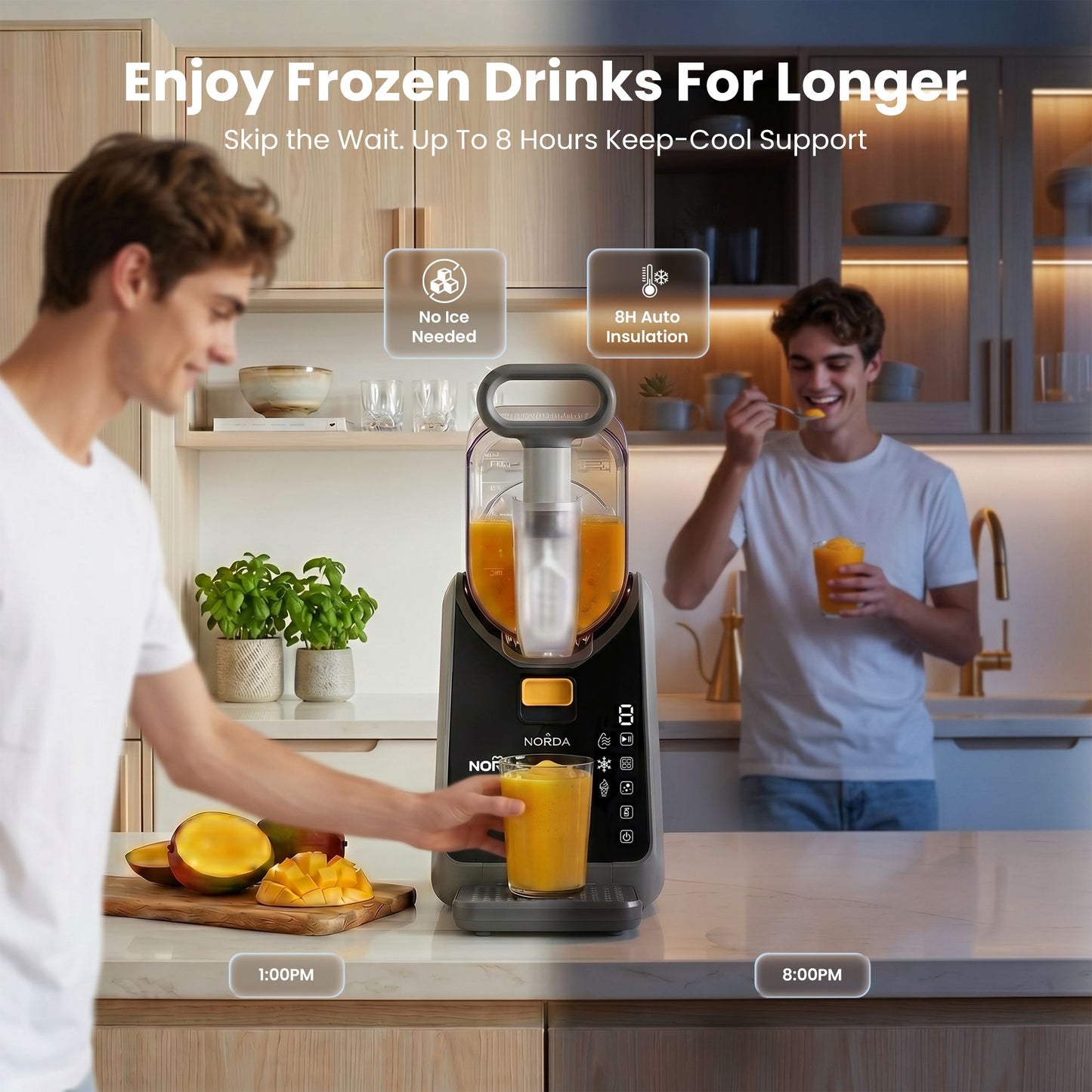 NORDA 2L Slushie Machine Frozen Drink Maker Slushy Ice Cream Maker No Ice Compressor Touchscreen for Home BBQ Party