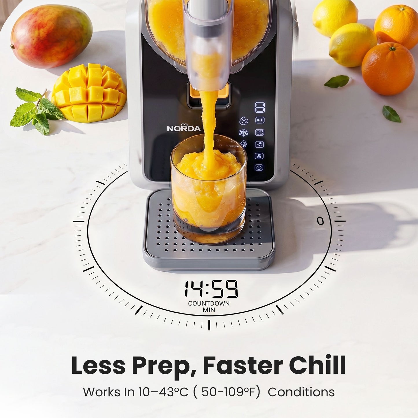 NORDA 2L Slushie Machine Frozen Drink Maker Slushy Ice Cream Maker No Ice Compressor Touchscreen for Home BBQ Party