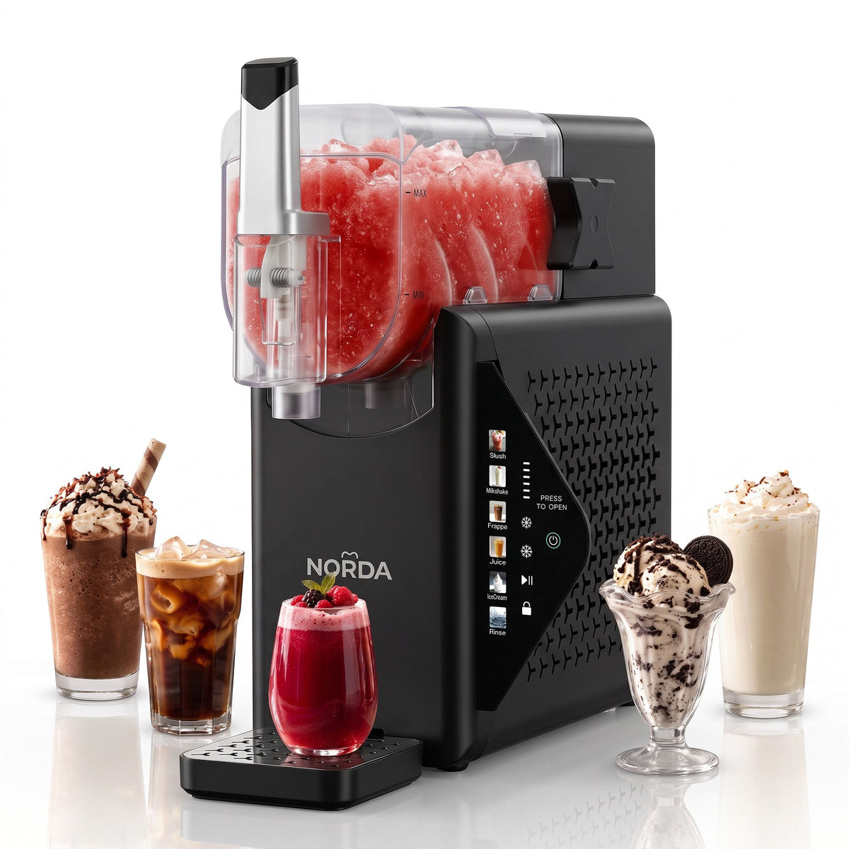 Norda slushie machine with a 2.2L bowl and 1.6L working capacity