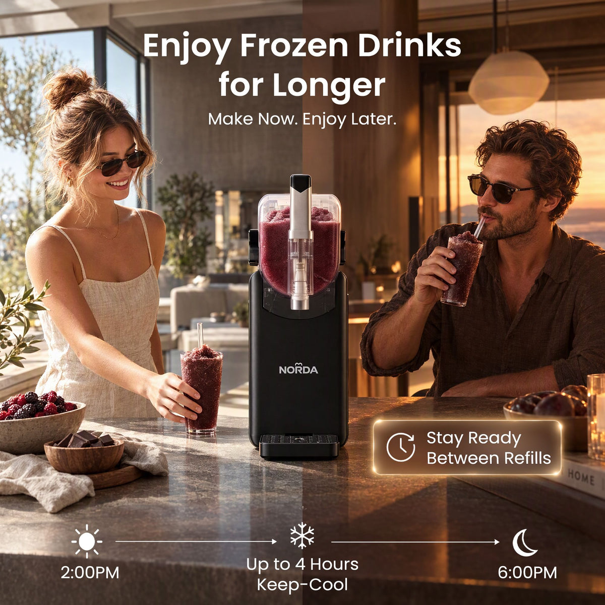 Norda 2.2L slushie machine with adjustable drink consistency