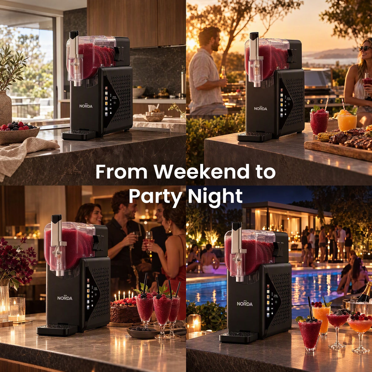 Norda 2.2L slushie machine, 43.5 by 16 by 42.5cm countertop unit in black