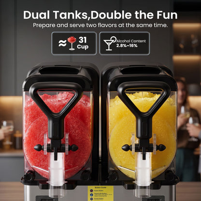 Norda slushie machine with auto return dispensing handles