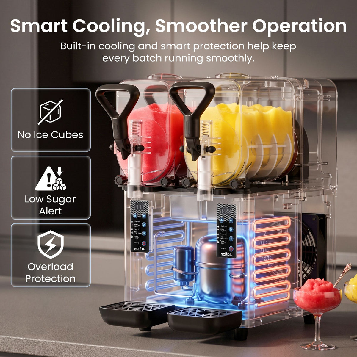 Norda 2 x 4L slushie machine, 400W benchtop frozen drink maker