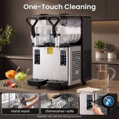 Norda commercial slushie machine with one touch rinse mode