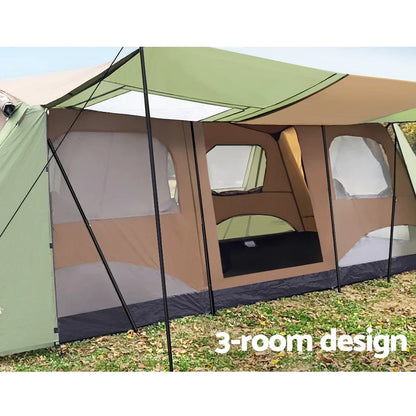 Weisshorn Instant Up Camping Tent 10 Person 3 Rooms Outdoor Family Hiking