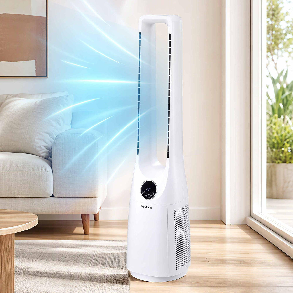 Devanti 100cm Bladeless Tower Fan with Remote - White