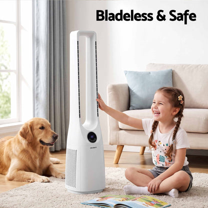 Devanti 100cm Bladeless Tower Fan with Remote - White - view 7