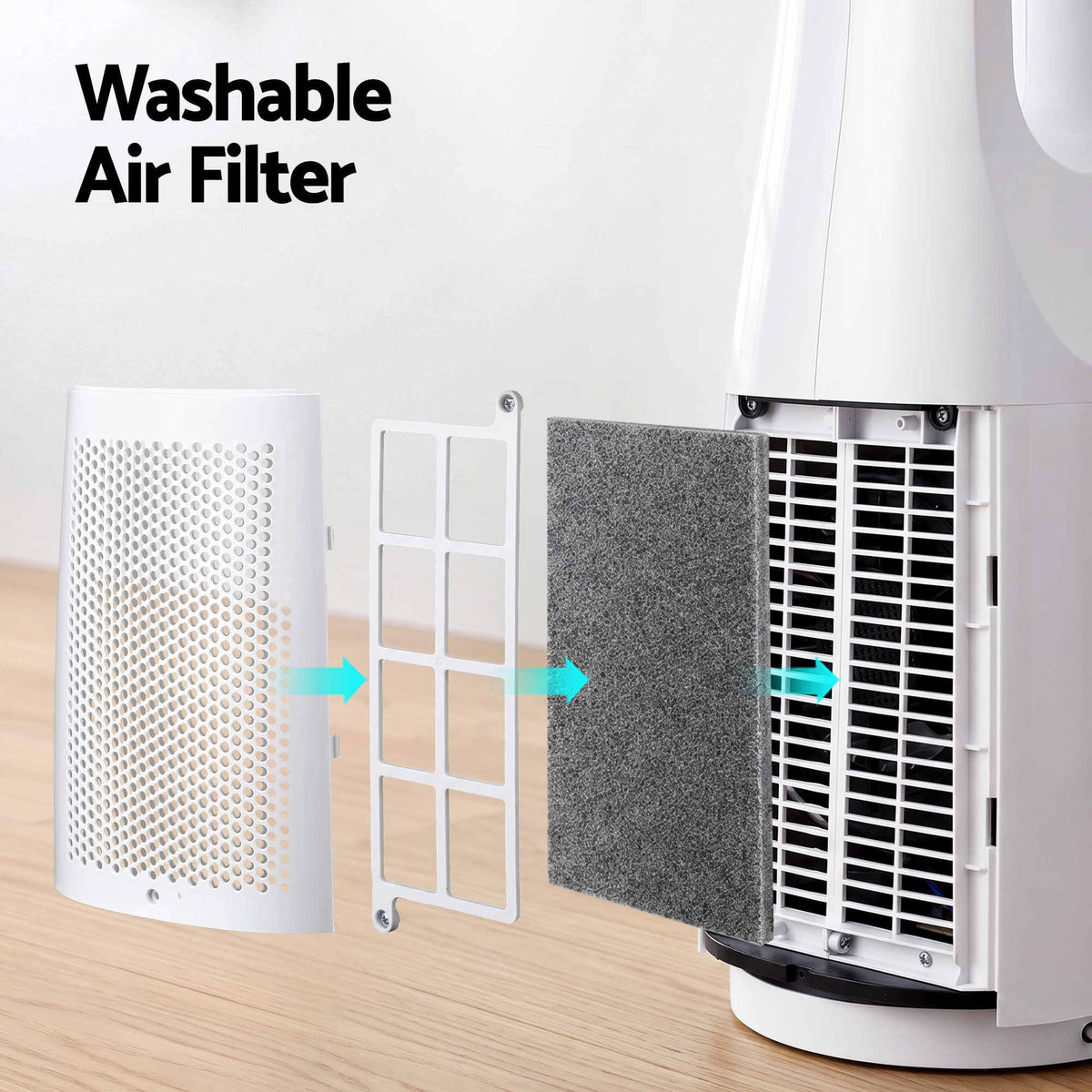 Devanti 100cm Bladeless Tower Fan with Remote - White - view 8