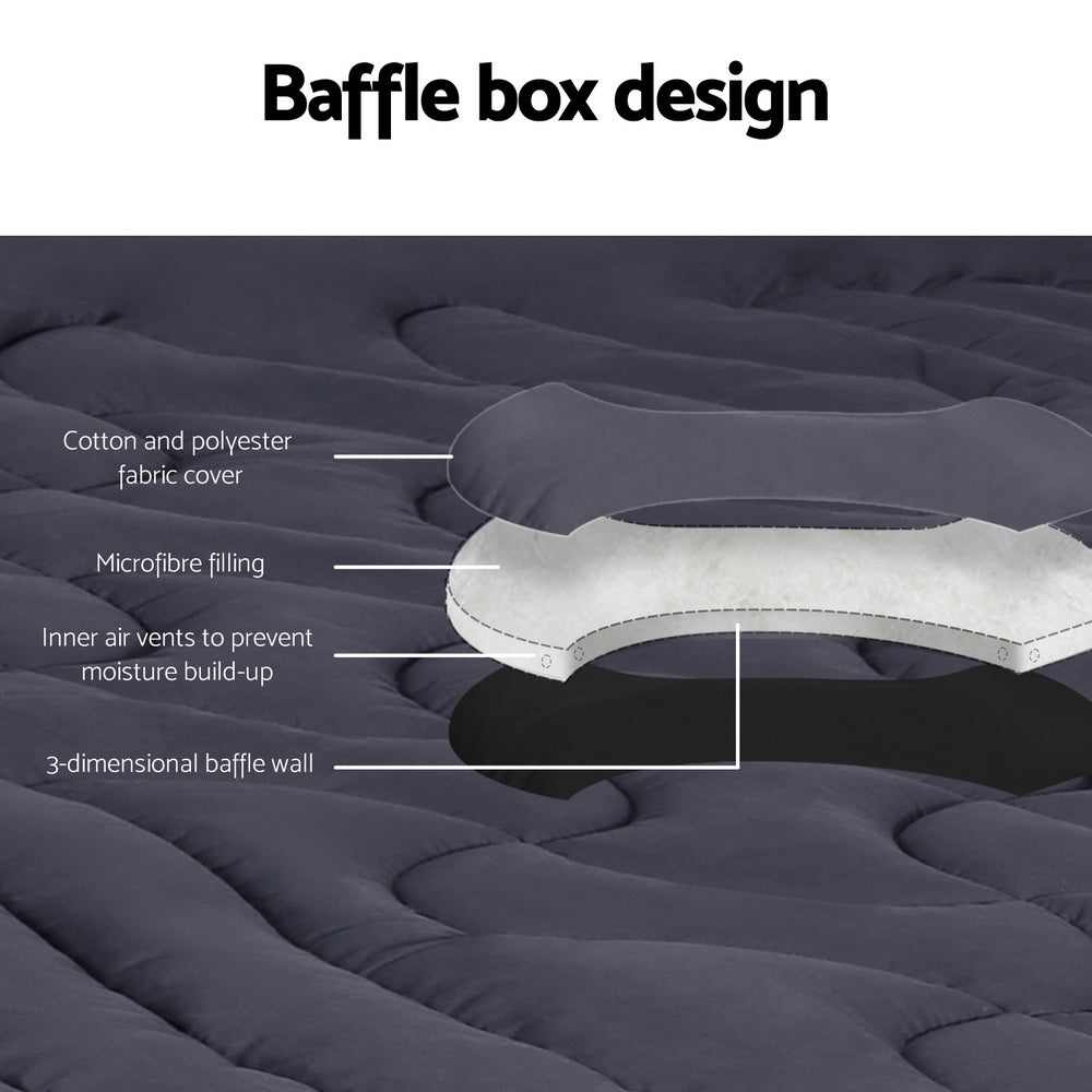 Giselle Bedding Queen Mattress Topper, 3-Zone 1000GSM Pillowtop Charcoal