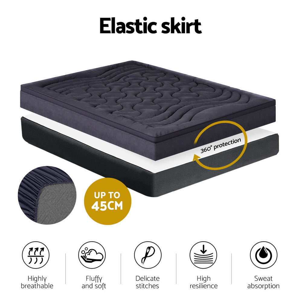 Giselle Bedding Queen Mattress Topper, 3-Zone 1000GSM Pillowtop Charcoal
