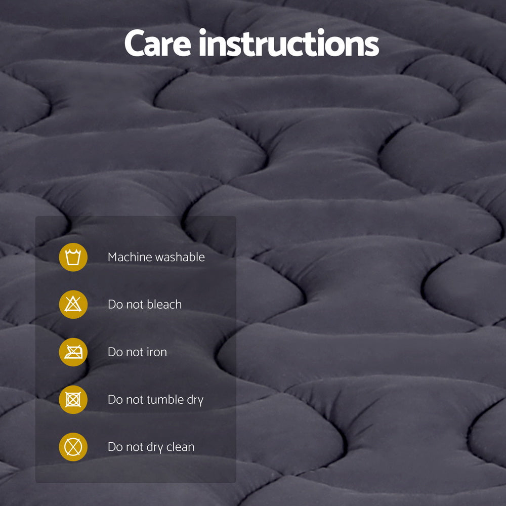 Giselle Bedding Queen Mattress Topper, 3-Zone 1000GSM Pillowtop Charcoal
