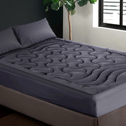 Giselle Bedding Queen Mattress Topper, 3-Zone 1000GSM Pillowtop Charcoal