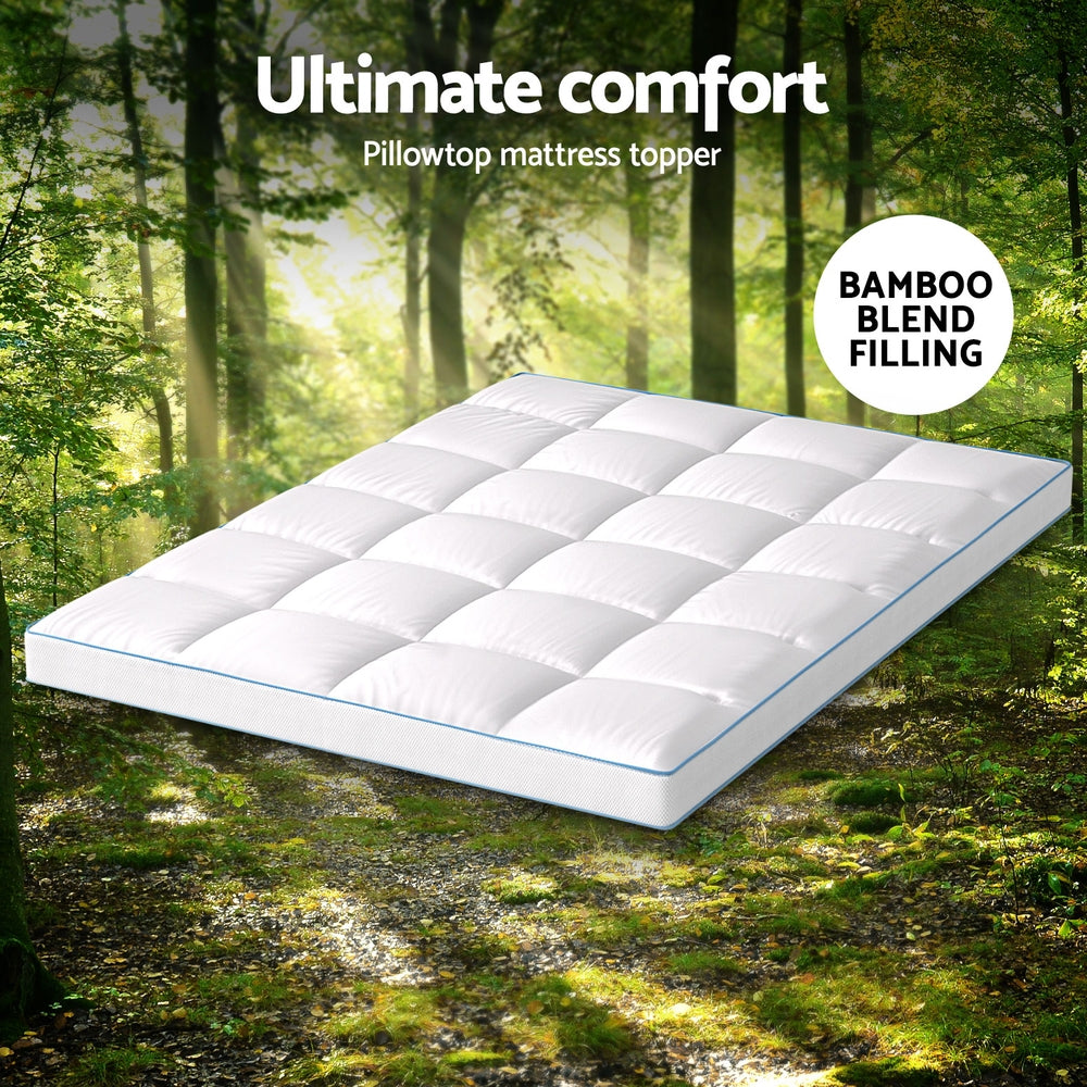 Giselle Bedding Double Mattress Topper, 10cm Bamboo Pillowtop 1500GSM