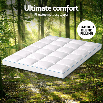 Giselle Bedding Double Mattress Topper, 10cm Bamboo Pillowtop 1500GSM