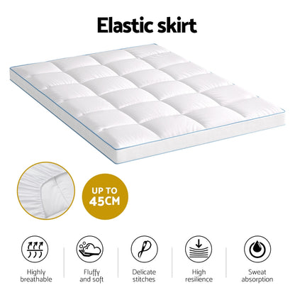 Giselle Bedding Double Mattress Topper, 10cm Bamboo Pillowtop 1500GSM
