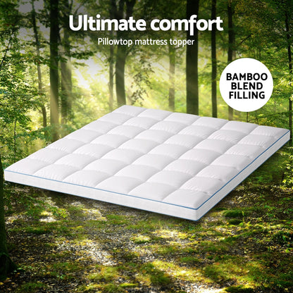 Giselle Bedding King Mattress Topper, 10cm Bamboo Pillowtop 1500GSM