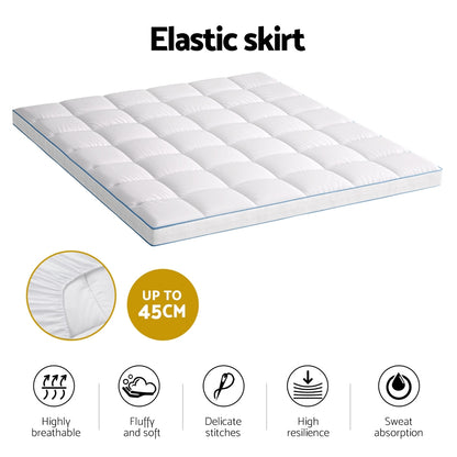 Giselle Bedding King Mattress Topper, 10cm Bamboo Pillowtop 1500GSM