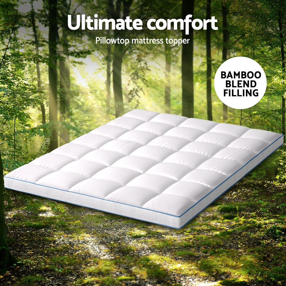 Giselle Bedding Queen Mattress Topper, 10cm Bamboo Pillowtop 1500GSM