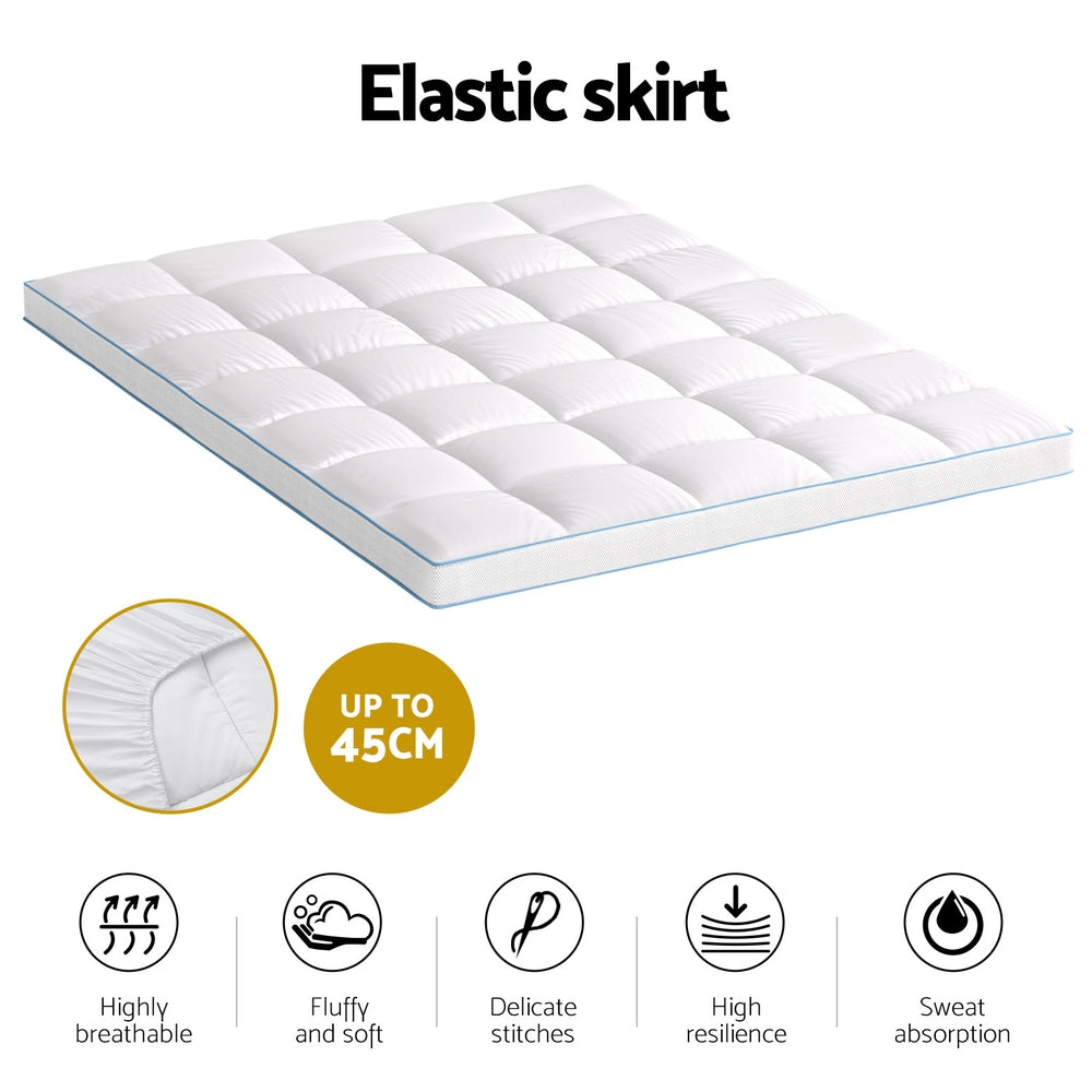 Giselle Bedding Queen Mattress Topper, 10cm Bamboo Pillowtop 1500GSM
