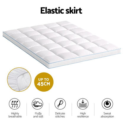 Giselle Bedding Queen Mattress Topper, 10cm Bamboo Pillowtop 1500GSM