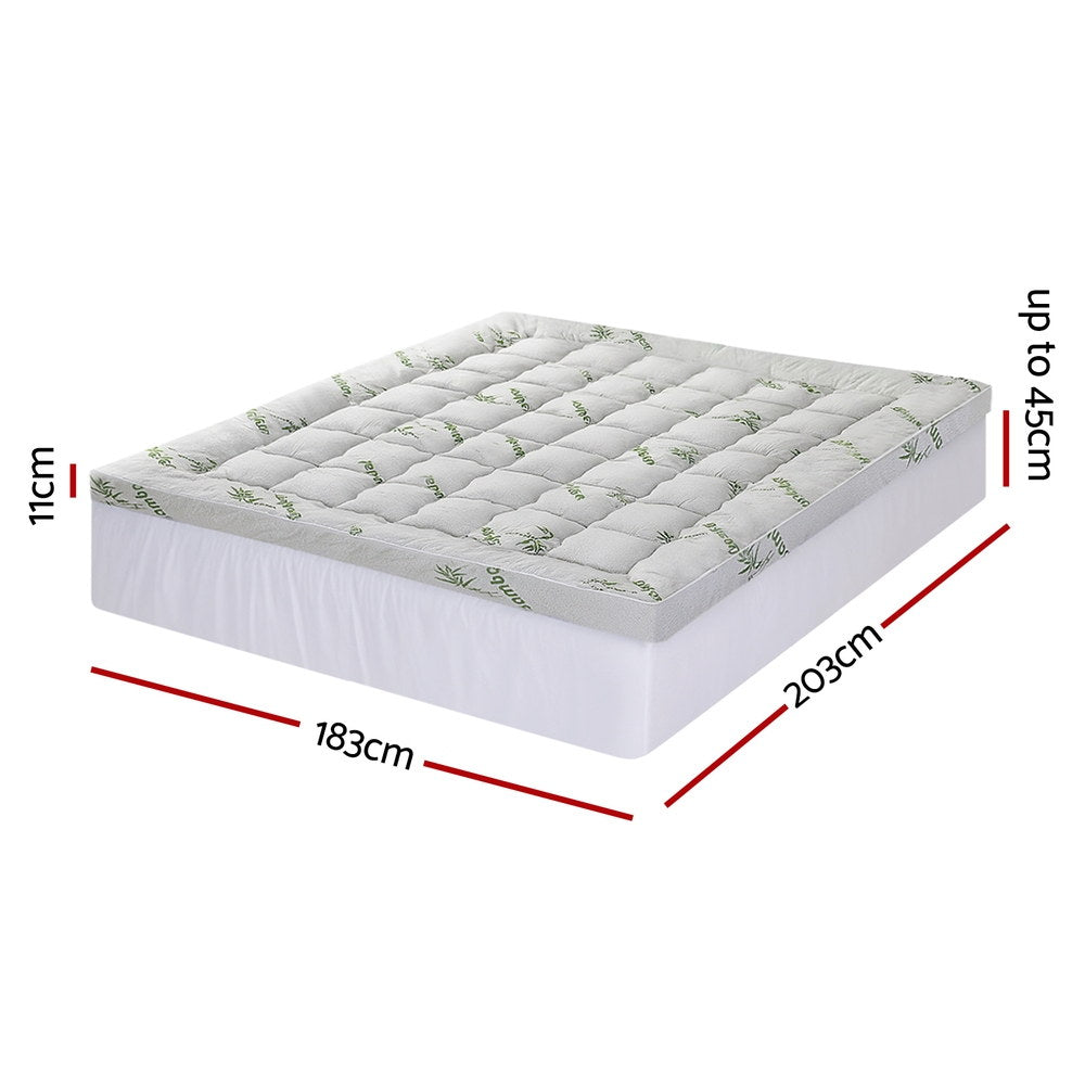 Giselle Bedding King Mattress Topper, 11cm Bamboo Pillowtop 1500GSM